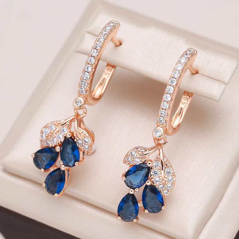 Boucles d'oreilles pétales de saphir plaquées or rose 18K