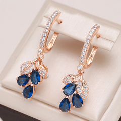 Boucles d'oreilles pétales de saphir plaquées or rose 18K