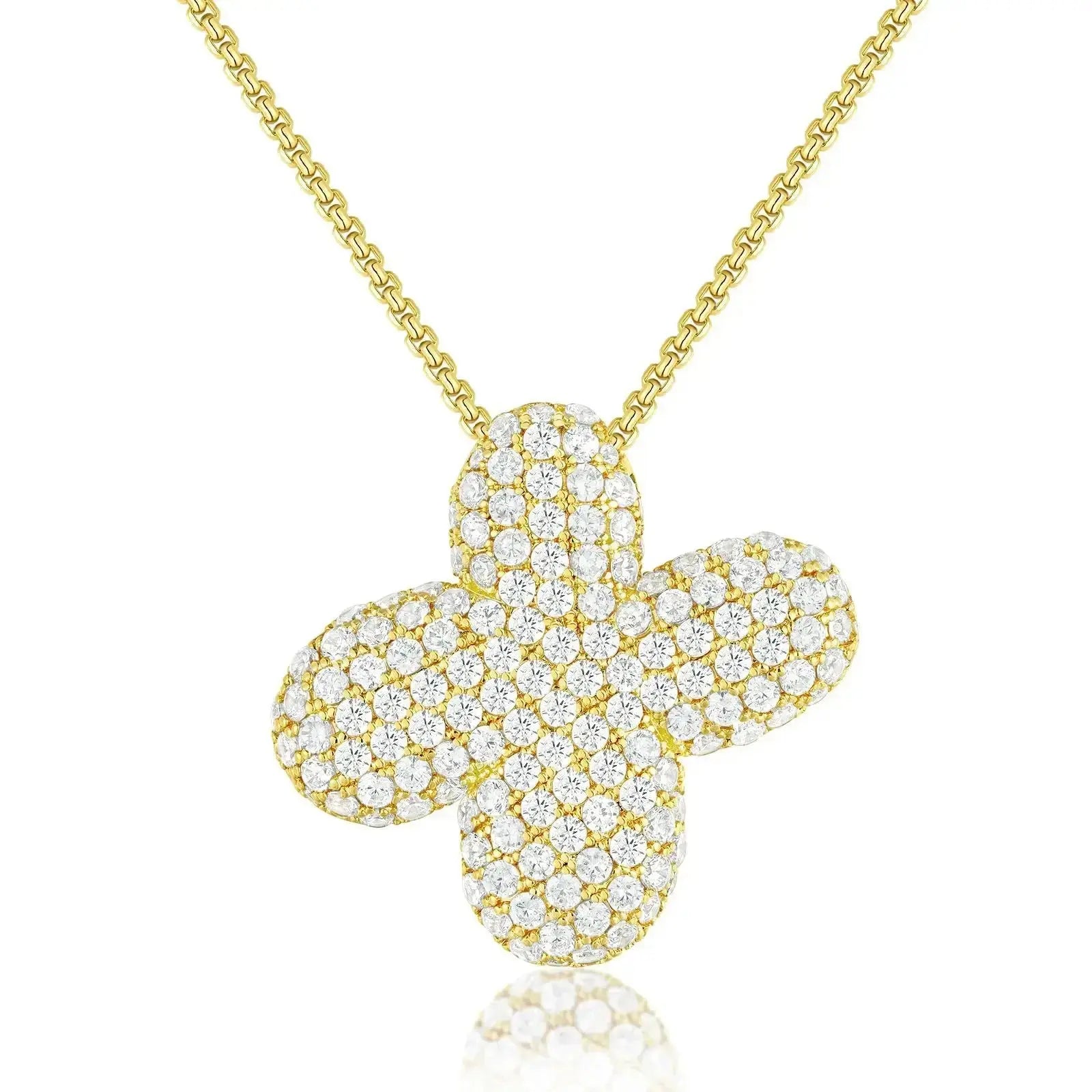 Balloon Bubble Letter Initial Necklace Box Chain Gold Plated Sparkly CZ Zircon A-Z Pendant Neckalces Jewelry Gift for Women Olyssia