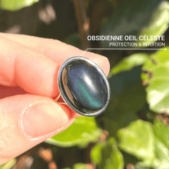 Bague Ajustable "Guérison de L'Âme" en Obsidienne Œil Céleste & Argent