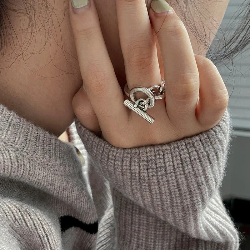 Bague design réglable en argent 925